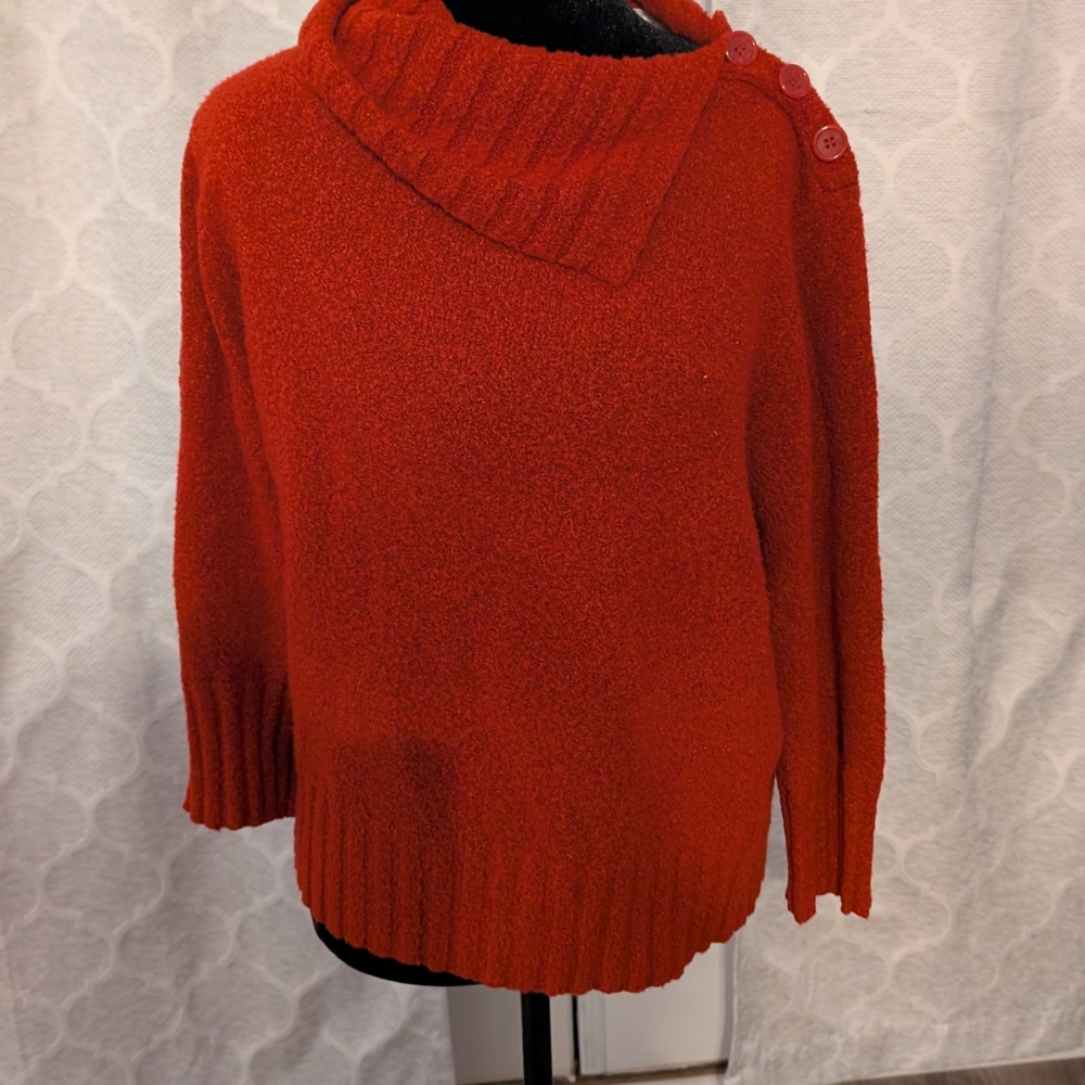Elegant Red Cowl Neck Sweater